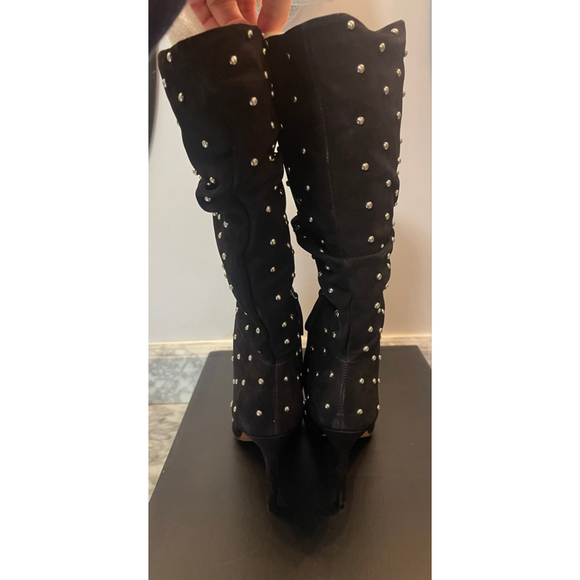 BCBGMAXAZRIA Toni Black Studded Leather Knee High Boots 7M / 38 NIB - Picture 8 of 10